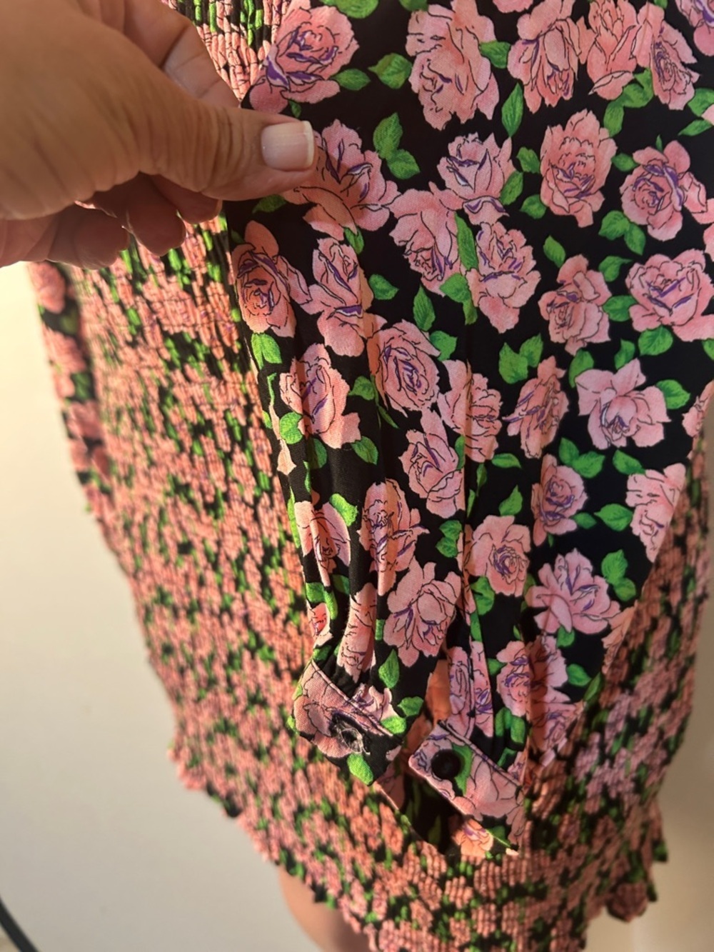 Zara Women’s Long Sleeve Floral Smocked Mini Dress Size Large - Picture 6 of 11